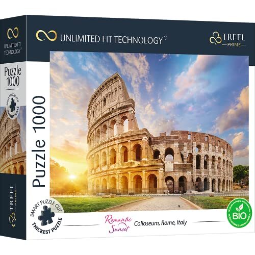 Trefl Prime - Uft Puzzel Romantic Sunset: Colloseum, Rome, Italy - 1000 Elementen, Dikste Karton, Bio, Rome, Italië, Colosseum, Zonsondergang, Vermaak Voor Volwassenen En Kinderen Vanaf 12 Jaar