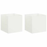 vidaXL Plantenbak 2 stuks Wit Metaal Vierkant 35 x 35 x 35 cm