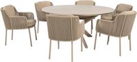 4 Seasons Outdoor Prado Bernini dining tuinset 160xH75 cm rond 7 delig keramiek latte