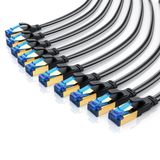 Primewire Flaches LAN-Kabel Set 10 Stück, CAT 8, 40 Gbit/s, 0,5 Meter, Schwarz