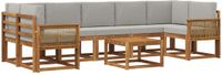 vidaXL Hoek loungeset 7 zitplaatsen Naturel en lichtgrijs Polyester