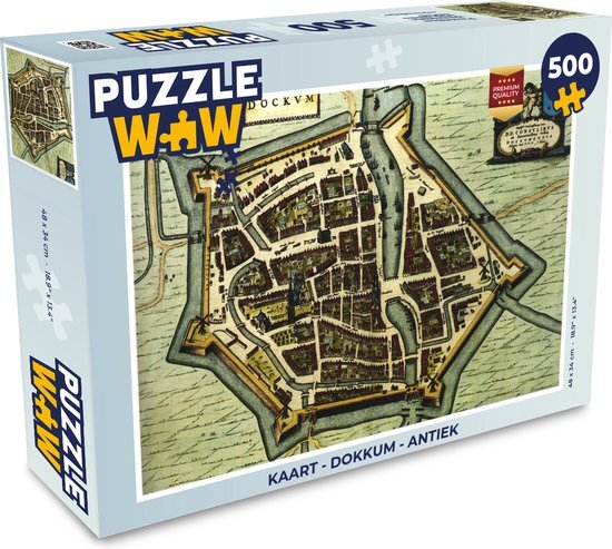 MuchoWow Puzzel Kaart - Dokkum - Antiek - Legpuzzel - Puzzel 500 stukjes