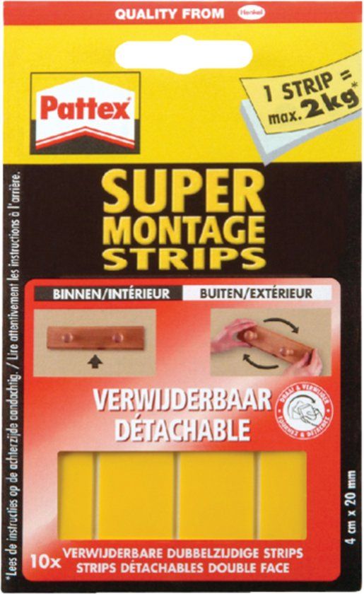 Pattex Geen Spijkers & Schroeven Verwijderbaar Montagestrips - 10 stuks