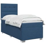 vidaXL Boxspringbed met matras en hoofdeinde Blauw 90 x 190 cm Stof
