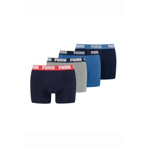 PUMA Boxershorts - Set van 4 - Heren - Zwart/Blauw/Grijs/Rood