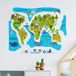Zelfklevende stickers voor kinderen, wereldkaart, wanddecoratie voor kinderkamer, 80 x 95 cm