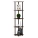 Furinno Hoekrek met 4 vakken, hout, walnoot/bruin, 29,46 x 29,46 x 146,56 cm
