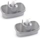 PLASTICFORTE Sponsbakje met zeeppompje/dispenser zilver - 2x - 26 cm