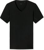 Schiesser Heren V-hals shirt met korte mouw - Zwart - Maat M