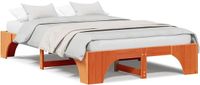 vidaXL Bedframe, bruine was, 120 x 190 cm, massief grenenhout
