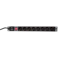 LogiLink Steckdosenleiste - 8-fach mit Schalter - 2 Meter Kabel - Max. 3500 Watt - 16A - Geeignet für 19" Rack oder lose Montage