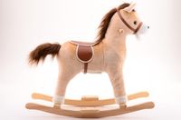 Johntoy Hobbelpaard Hout Beige/Bruin voor Kinderen vanaf 2 Jaar - Hobbelpaard met Geluid - 64CM Hoog