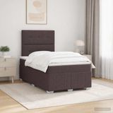 vidaXL Lit plateforme avec matelas Marron foncé 120 x 190 cm Tissu