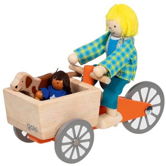 Lastenfahrrad GOKI Transportfiets met 2 poppen en hond