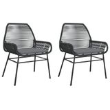 VidaXL Tuinstoel Terras Gecapitonneerde zitting Polyrattan, Staal Grijs