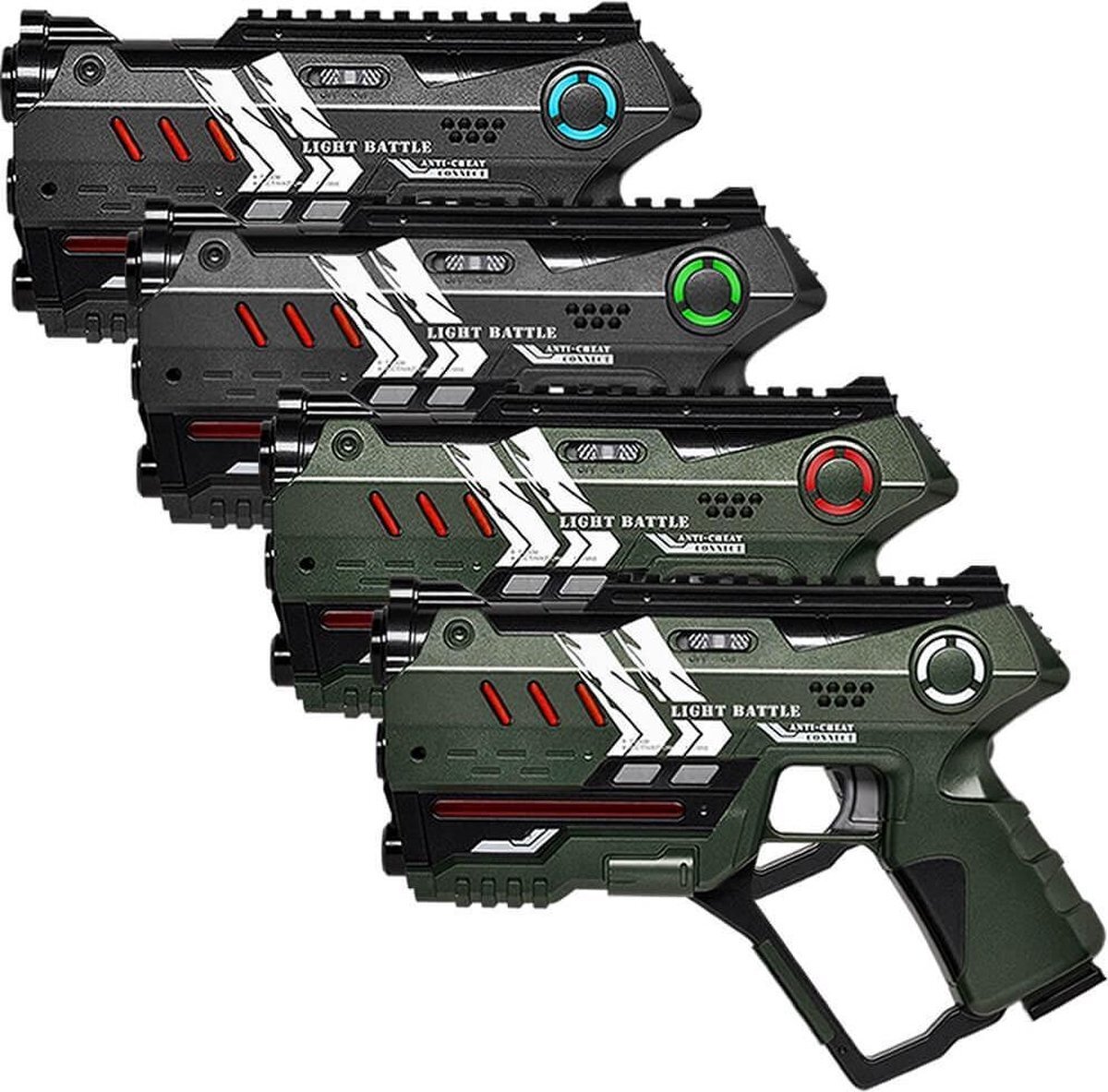 Light Battle Connect Lasergame set - Metallic Groen/Grijs - 4 Laserguns