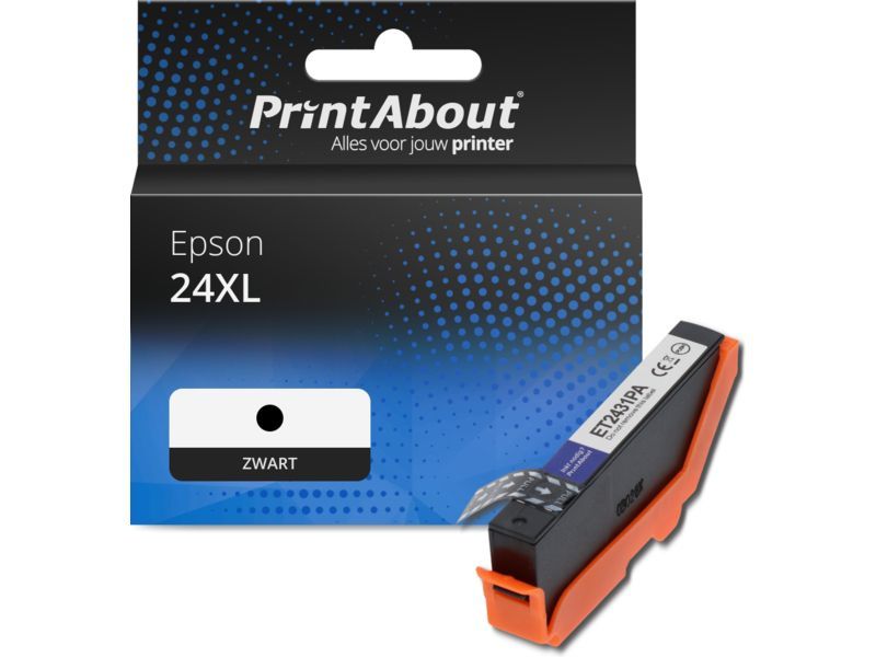 PrintAbout Inktcartridge 24XL (C13T24314012) Zwart Hoge capaciteit geschikt voor Epson