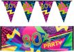 Boland Disco Eighties versiering pakket - vlaggenlijnen en grote banner - 3 stuks