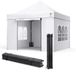 VOUNOT® Opvouwbaar tuinpaviljoen, 3 x 3 m, versterkt, met 4 wanden, raam, tent van polyester, waterdicht, voor festival, tuin, camping, draagtas en zandzakken inbegrepen, wit