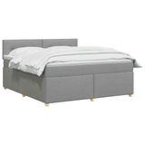 vidaXL Boxspringbed met matras, lichtgrijs, 140 x 200 cm, stof