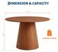 Table à manger en cuir de vachette aspect cuir de vachette - Table à manger avec pied colonne - Diamètre 110 cm - Convient pour 6 personnes - Bois - Montage requis - Couleur 01