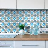 Ambiance Sticker Zelfklevende tegelmuurstickers voor keuken en badkamer - 24 cementtegelstickers, Azulejos Arruda - 24 stickers, 15x15cm