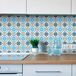 Ambiance Sticker Zelfklevende tegelmuurstickers voor keuken en badkamer - 24 cementtegelstickers, Azulejos Arruda - 24 stickers, 15x15cm