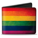Buckle-Down Bi-Fold Portemonnee Pu Bifold Wallet - Flag Pride Distressed Rainbow Heren, Meerkleurig, 10.1 cm x 8.89 cm
