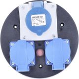 as - Schwabe as 10976 CEE Steckdoseneinsatz 230 V, 3-Fach, IP44, mit blauen Klappdeckeln & Thermoschutzschalter