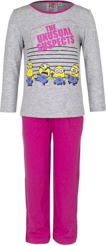 Despicable Me Meisjes Pyjama Minions Grijs - 104 - Katoen - Korte Mouw - 4 Jaar