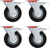 vidaXL - Zwenkwielen - 125 mm - 24 stuks - Met remmen - Zwart
