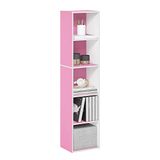 Furinno Pasir 5-Tier Open Plank Boekenkast, Roze/Wit