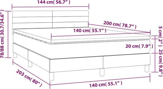 vidaXL Boxspring met Matras Crèmekleurig Stof 140x200 cm