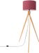 Sollux Lighting Staande lamp NATT met houten driepoot en stoffen kap - Bordeauxrood/natuurlijk hout