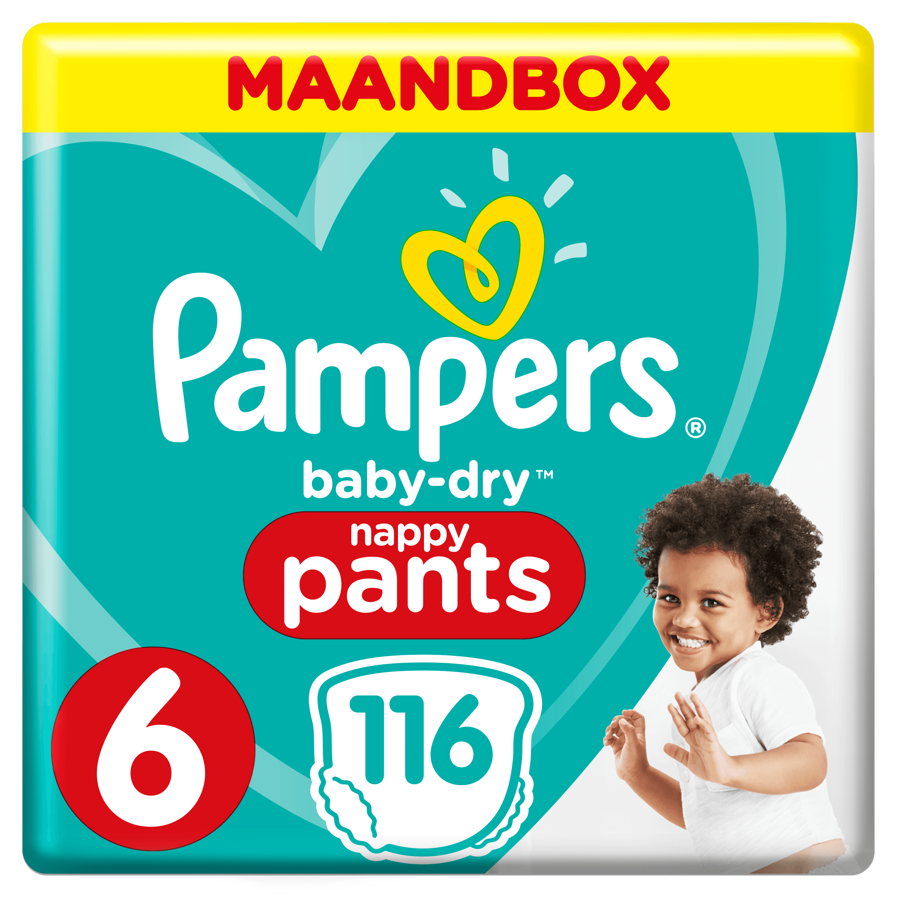Pampers Baby-Dry Pants S6 116 Luierbroekjes Luchtdoorlatende Banen Maandbox