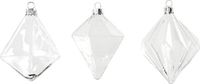 Creativ company Glazen Ornamenten - Set van 3 - Transparante Hangornamenten - Diverse Formaten - 7+7,9+8 cm Diameter