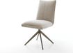 DELIFE Chaise de salle à manger Lelio-Flex piètement croisé tissu tissé titane large beige pivotant à 360° fonction bascule noyau à ressorts ensachés