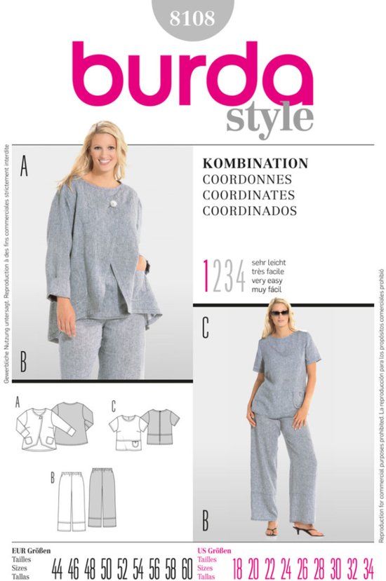 Burda Naaipatroon 8108 - Shirt in variaties en broek