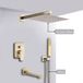 Ensemble de douche avec douche de pluie - Mitigeur mural encastré - 30,5 cm - Inverseur 3 voies - Pommeau de douche ultraplat - Mitigeur à levier unique - Finition or brossé