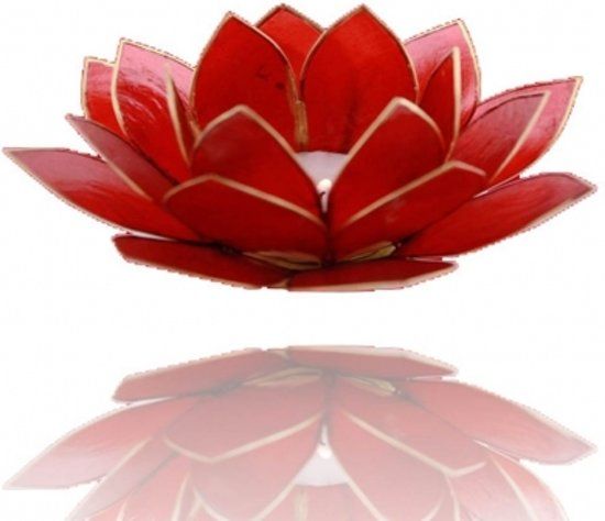 Yogi & Yogini Lotus sfeerlicht rood 1e chakra goudrand - 13.5 cm - S