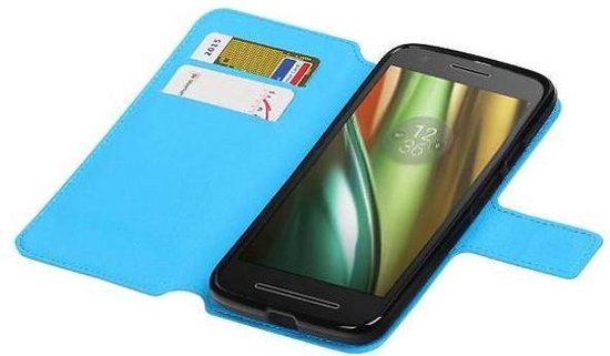 Cross Pattern TPU Bookstyle Case for Motorola Moto E (3rd Gen) - Blue