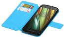BAOHU Cross Pattern TPU Bookstyle Case for Motorola Moto E (3rd Gen) - Blue