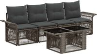 vidaXL Tuinbank Set 5 st Grijs en Donkergrijs poly rattan