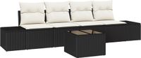 vidaXL Tuinbank Set 5-delig Zwart/Crème Polyrattan