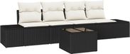 vidaXL Tuinbank Set 5-delig Zwart/Crème Polyrattan