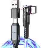Statik PowerPivot verlichting oplaad- en datakabel - 1m - USB-C to USB-C - LED en USB-A adapter - Kunststof - 60W