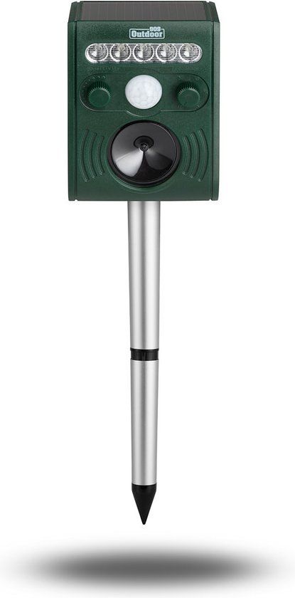 909 Outdoor Solar Ultrasone Dierenverjager - Katten, Honden, Muizen - 8m Bereik