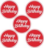 Bellatio Decorations Bierviltjes/onderzetters Happy Birthday - 40x stuks - rood - D10 cm
