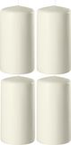 Enlightening Candles 4x bougies cylindriques/stompkaarsen blanc ivoire 6 x 10 cm 36 heures de combustion - Bougies inodores blanc ivoire