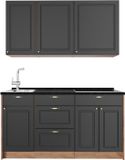 Vicco Eenpersoonskeuken Fame-Line, Anthrazit-Gold Landhaus/Goudkleurig Eiken, 150 cm, WB Antraciet